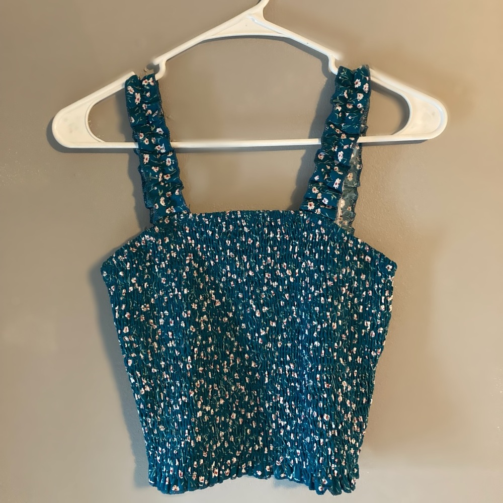 Shein | Blue Floral Crop Top | Size M